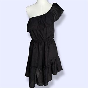 Free People Black One-Shoulder Ruffle Dress